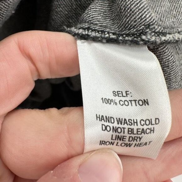 Lulus Corra Denim Mini Dress S Washed Black Button Front Jean Jumper Square Neck - Picture 8 of 12